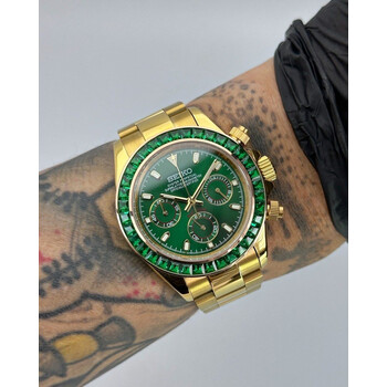 Custom Seiko Mod • Green Emerald Diamond John Mayer Daytona Quartz Chronograph • 39.5mm